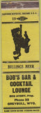Matchbook Cover - Bob's Bar Lounge Greybull WY cowboy WEAR