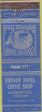 Matchbook Cover - Oregon Hotel Coffee Shop McMinnville OR Advance WEAR
