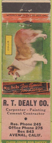 Matchbook Cover - R.T. Dealy Avenal CA Collie WEAR