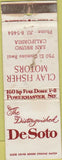 Matchbook Cover - De Soto Cars Clay Fisher San Bruno CA WORN