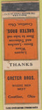 Matchbook Cover - Greter Bros Crestline OH TAPED WORN