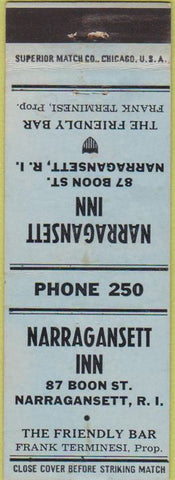 Matchbook Cover - Narragansett Inn RI light blue