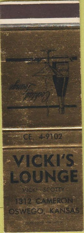 Matchbook Cover - Vicki's Lounge Oswego KS SAMPLE