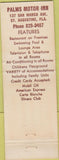 Matchbook Cover - Palms Restaurant Pancake House St Augustine FL