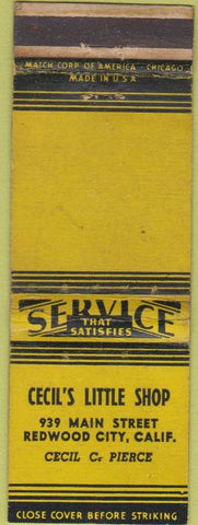 Matchbook Cover - Cecil's Little Shop Redwood City CA WEAR