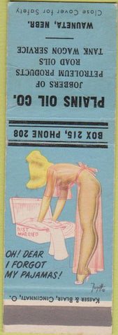 Matchbook Cover - Plains Oil Co Wauneta NE oil gas CREASE pinup