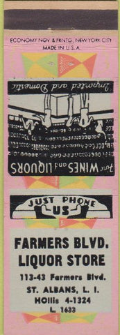 Matchbook Cover - Farmers Blvd Liquor Store St Albans LI NY
