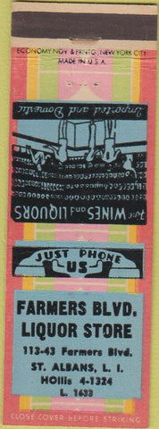 Matchbook Cover - Farmers Blvd Liquor Store St Albans LI NY