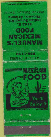 Matchbook Cover - Manuel's Mexican Food Phoenix AZ girlie WEAR