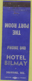 Matchbook Cover - Hotel Bilmay Shawano WI blue WEAR