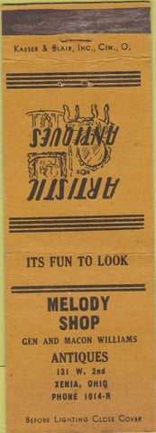 Matchbook Cover - Melody Shop Xenia OH Antiques