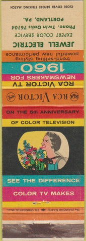 Matchbook Cover - RCA Victor TV's Jewell Electric Portland PA