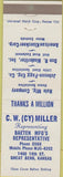 Matchbook Cover - CW Miller Baeten Manufacturing Great Bend KS