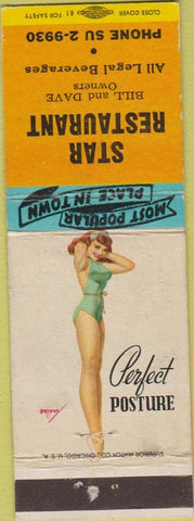 Matchbook Cover - Star Restaurant NO TOWN Petty pinup
