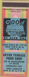 Matchbook Cover - Geyer Terrace Food Shop NO TOWN WEAR