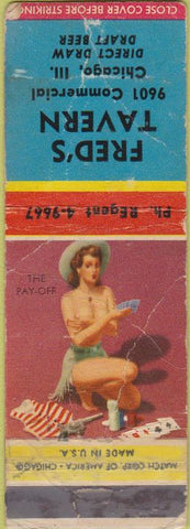 Matchbook Cover - Fred's Tavern Chicago IL pinup POOR