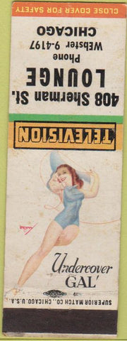 Matchbook Cover - 408 Sherman St Lounge Chicago IL pinup WORN