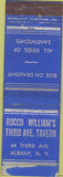 Matchbook Cover - Rocco William's Third Ave Tavern Albany NY Merchants WEAR