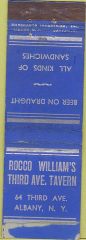 Matchbook Cover - Rocco William's Third Ave Tavern Albany NY Merchants WEAR
