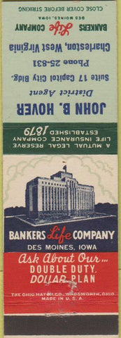 Matchbook Cover - John B Hover Insurance Charleston WV