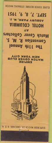 Matchbook Cover - RMS Convention Hotel Columbia Asbury Park NJ 1951 peach