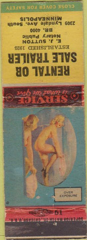 Matchbook Cover - Rental Or Sale Trailers Minneapolis MN pinup