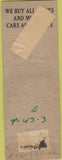 Matchbook Cover - Holt Motor Co Salt Lake City UT pinup WORN