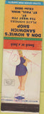 Matchbook Cover - Don Howie's Sandwich Shop St Paul MN pinup