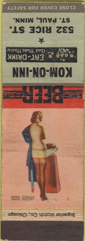 Matchbook Cover - Kom On Inn ST Paul MN pinup WORN