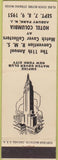 Matchbook Cover - RMS Convention Asbury Park Hotel Columbia NJ White WEAR