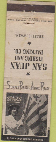 Matchbook Cover - San Juan Fishing Packing Seattle WA POOR girlie