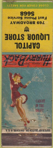 Matchbook Cover - Captiol Liquor Store NO TOWN pinup WORN