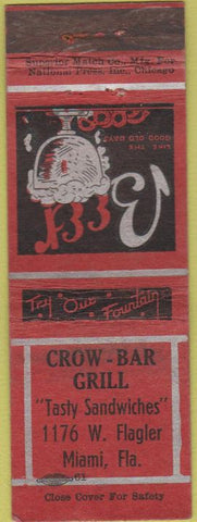 Matchbook Cover - Crow Bar Grill Miami FL