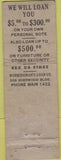 Matchbook Cover - Workingman's Loans Spokane WA Federal Long POOR