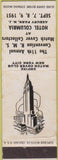 Matchbook Cover - RMS Convention Asbury Park Hotel Columbia NJ white WORN