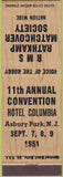 Matchbook Cover - RMS Convention Asbury Park Hotel Columbia NJ Wood finish