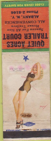 Matchbook Cover - Quiet Acres Trailer Court Albany NY Pinup WORN