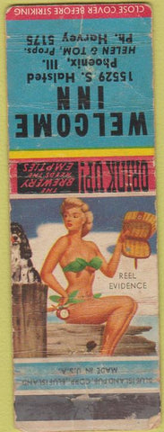 Matchbook Cover - Welcome Inn Phoenix IL pinup TAPED POOR
