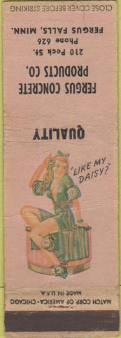 Matchbook Cover - Fergus Concrete Fergus Falls MN pinup WEAR