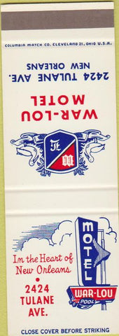 Matchbook Cover - War Lou Motel New Orleans LA SAMPLE