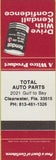 Matchbook Cover - Kendall Oil Gas Total Auto Parts Clearwater FL SAMPLE
