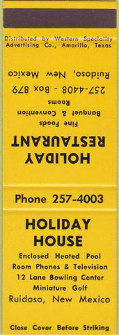 Matchbook Cover - Holiday House Ruidoso NM SAMPLE bowling