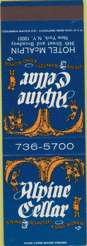 Matchbook Cover - Apline Cellar New York City SAMPLE
