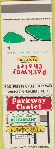 Matchbook Cover - Parkway Chalet Winston Salem NC SAMPLE golf putting
