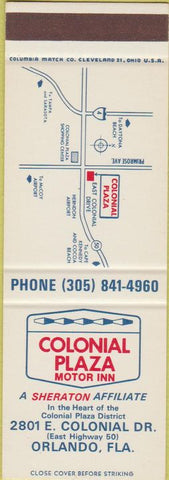 Matchbook Cover - Colonial Plaza Motor Inn Orlando FL SAMPLE