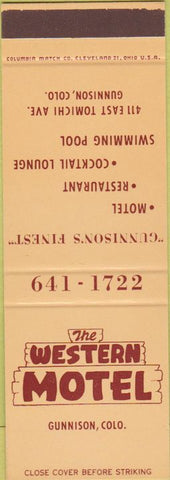 Matchbook Cover - The Western Motel Gunnison CO SAMPLE