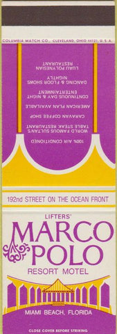 Matchbook Cover - Marco Polo Resort Motel Miami Beach FL SAMPLE