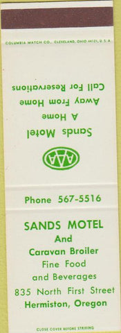 Matchbook Cover - Sands Motel Caravan Broiler Hermiston OR SAMPLE