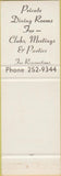 Matchbook Cover - Levas Restaurant Lexington KY bicycle SAMPLE