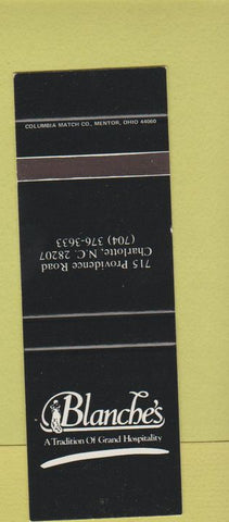 Matchbook Cover - Blanche's Charlotte NC SAMPLE